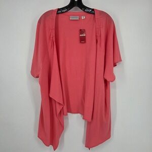 Avenue Women's Plus Size Cardigan Top Coral 22/24 Short Sleeve Shrug NWT